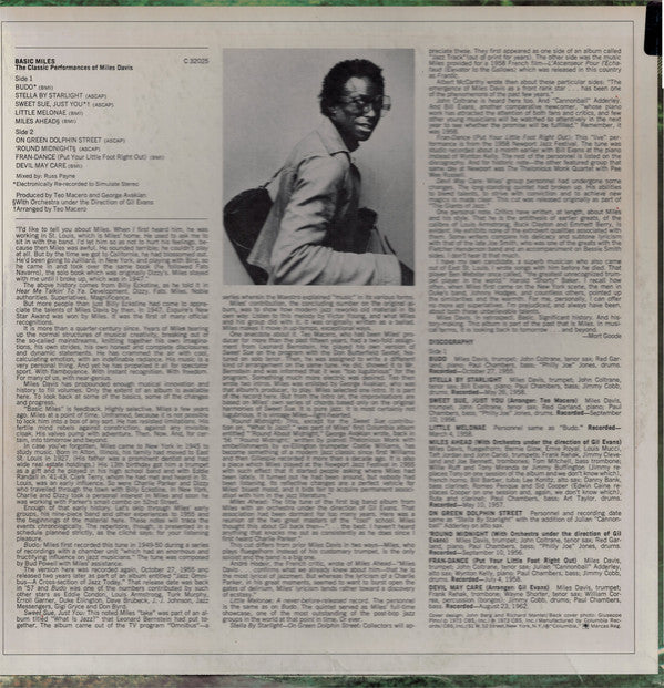 Miles Davis : Basic Miles - The Classic Performances Of Miles Davis (LP, Comp, RE)