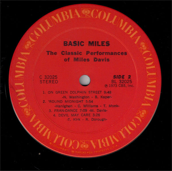 Miles Davis : Basic Miles - The Classic Performances Of Miles Davis (LP, Comp, RE)