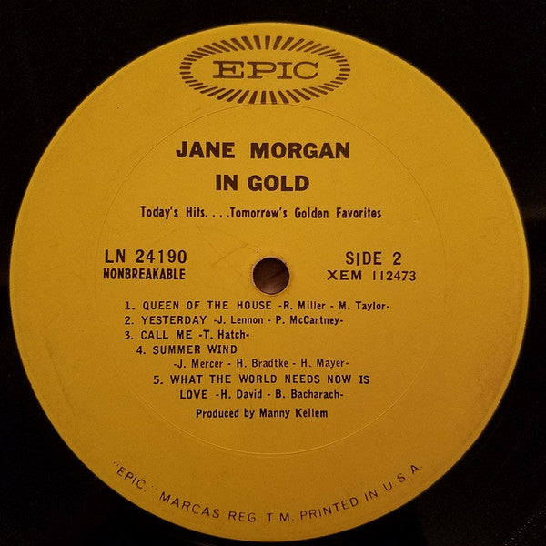 Jane Morgan : Jane Morgan In Gold Today's Hits...Tomorrow's Golden Favorites (LP, Mono)