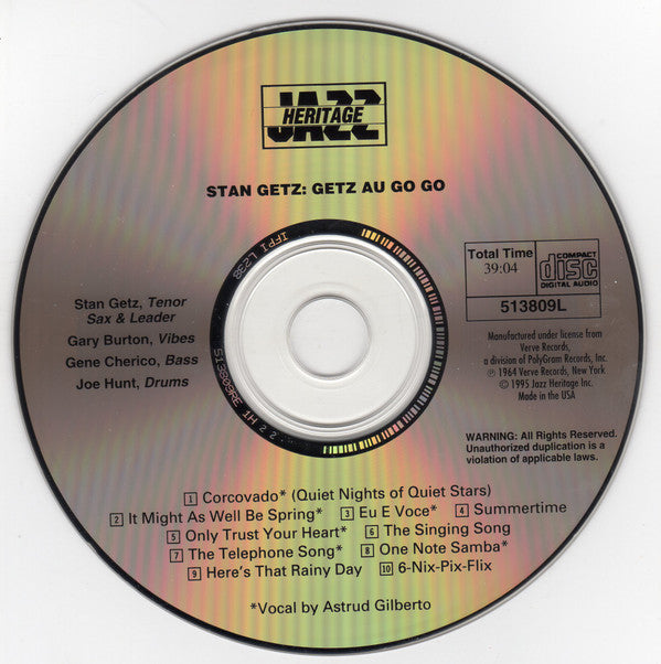 The New Stan Getz Quartet Featuring Astrud Gilberto : Getz Au Go Go (CD, Album, RE)