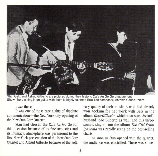 The New Stan Getz Quartet Featuring Astrud Gilberto : Getz Au Go Go (CD, Album, RE)