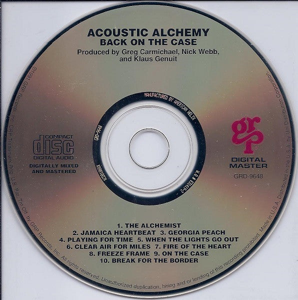 Acoustic Alchemy : Back On The Case (CD, Album)