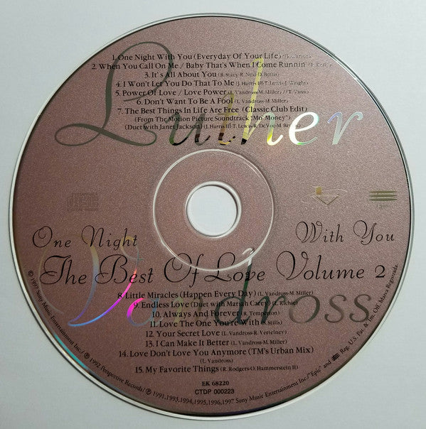 Luther Vandross : One Night With You - The Best Of Love Volume 2 (CD, Comp)