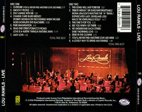 Lou Rawls : Live (2xCD, Album, RE)