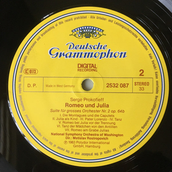 Prokofiev*, National Symphony Orchestra, Mstislav Rostropovich : Romeo And Juliet - Suites 1&2 (LP, Album)