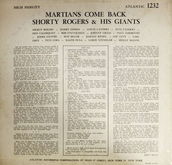 Shorty Rogers And His Giants : Martians Come Back (LP, Album, Mono)