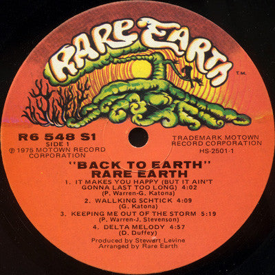 Rare Earth : Back To Earth (LP, Album, Hol)