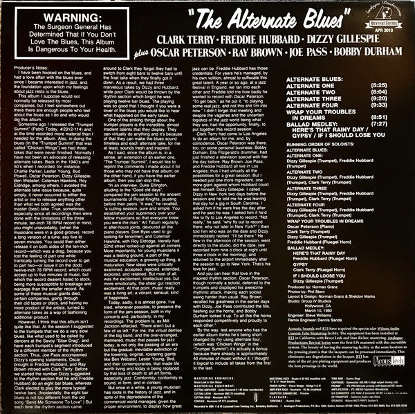 Clark Terry • Freddie Hubbard • Dizzy Gillespie Plus Oscar Peterson : The Alternate Blues (LP, Album, Ltd, RE, RM)