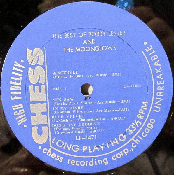 Bobby Lester And  The Moonglows : The Best Of Bobby Lester And The Moonglows (LP, Comp, Mono, Blu)