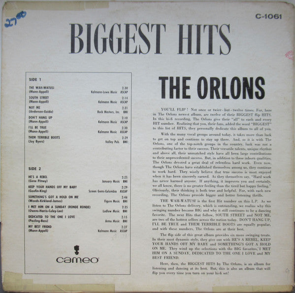 The Orlons : Biggest Hits (LP, Comp)