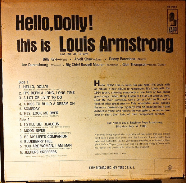 Louis Armstrong : Hello, Dolly! (LP, Album, Ind)
