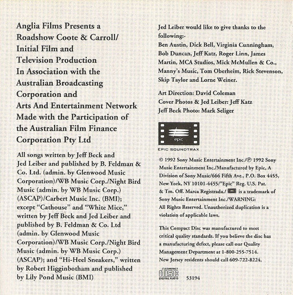 Jeff Beck & Jed Leiber : Frankie's House (Music From The Original Soundtrack) (CD, Album)