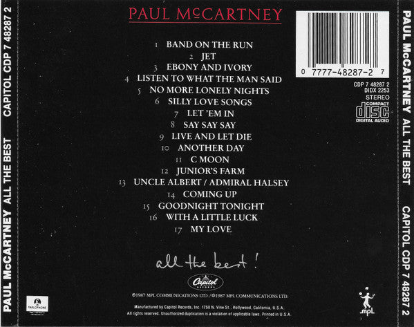 Paul McCartney : All The Best ! (CD, Comp)