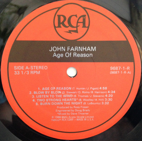 John Farnham : Age Of Reason (LP, Album)