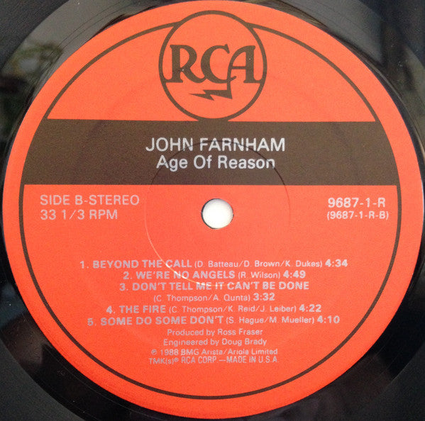 John Farnham : Age Of Reason (LP, Album)
