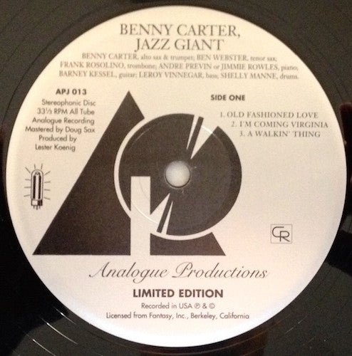 Benny Carter : Jazz Giant (LP, Album, Ltd, RE, RM, 180)