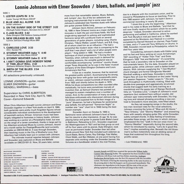 Lonnie Johnson (2), Elmer Snowden : Blues, Ballads, And Jumpin' Jazz Vol. 2 (LP, Album, Ltd)