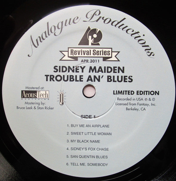 Sidney Maiden : Trouble An' Blues (LP, Album, Ltd, RE, RM)