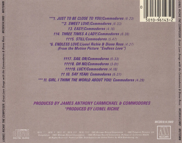 Lionel Richie : The Composer: Great Love Songs With The Commodores And Diana Ross (CD, Comp)