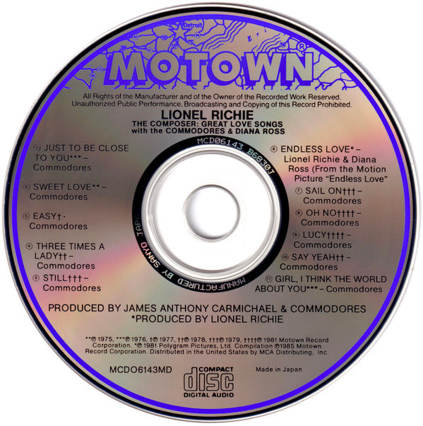 Lionel Richie : The Composer: Great Love Songs With The Commodores And Diana Ross (CD, Comp)
