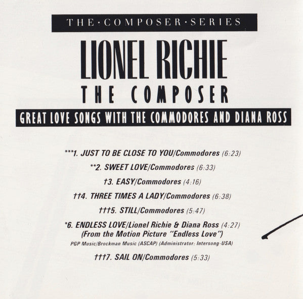 Lionel Richie : The Composer: Great Love Songs With The Commodores And Diana Ross (CD, Comp)