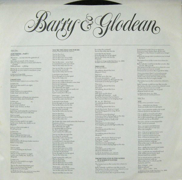 Barry White & Glodean White : Barry & Glodean (LP, Album)
