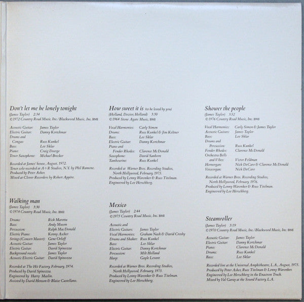 James Taylor (2) : Greatest Hits (LP, Comp, Club, RE, Col)