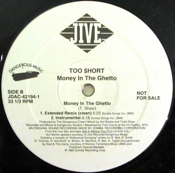 Too $hort* : Money In The Ghetto (12", Promo)