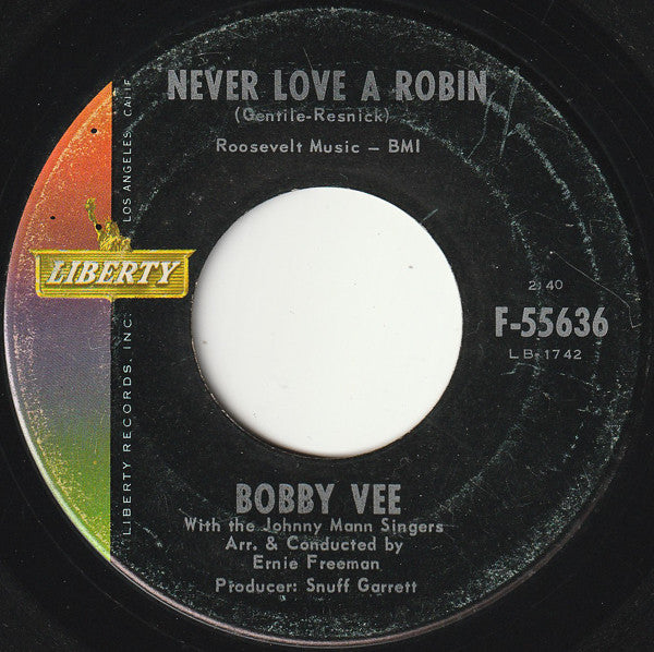 Bobby Vee : Yesterday And You (Armen's Theme) / Never Love A Robin (7", Ind)