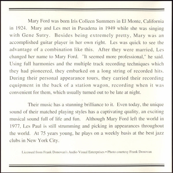 Les Paul & Mary Ford : The World Is Waiting For The Sunrise (CD, Comp, Mono)