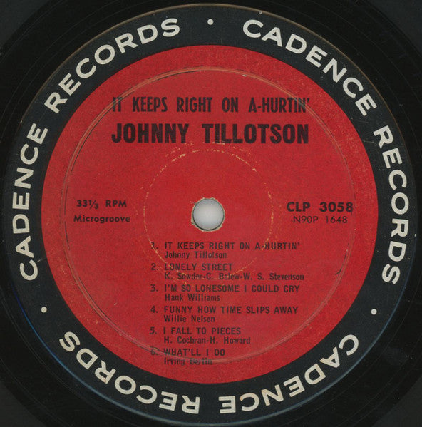 Johnny Tillotson : It Keeps Right On A-Hurtin (LP, Album, Mono)