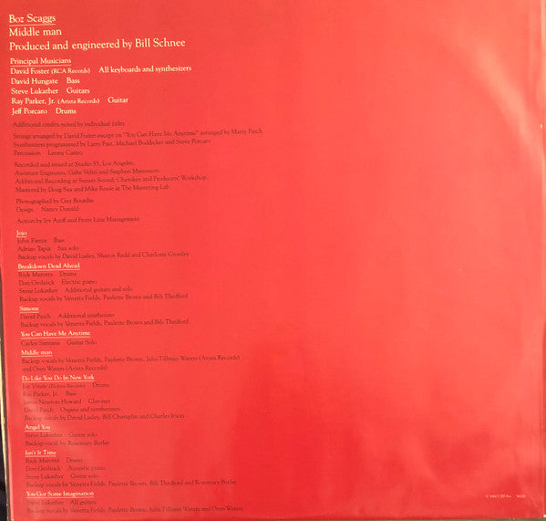 Boz Scaggs : Middle Man (LP, Album, Promo)