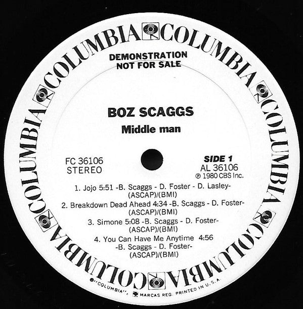 Boz Scaggs : Middle Man (LP, Album, Promo)