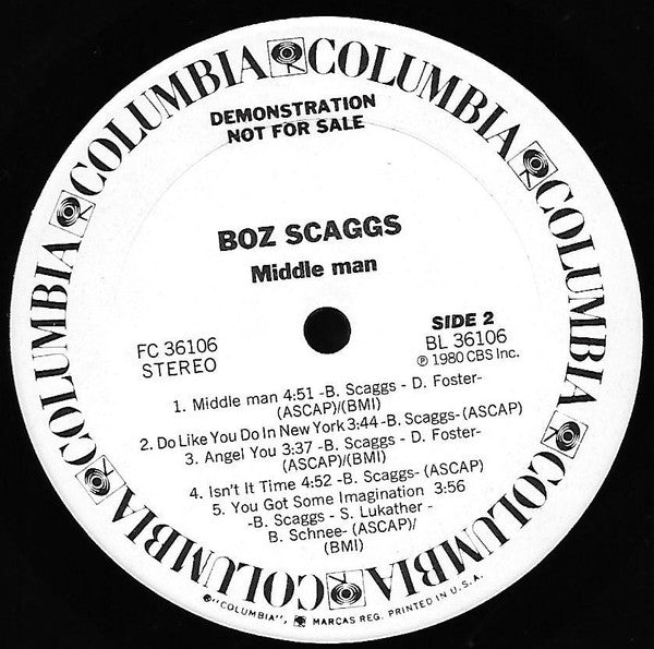 Boz Scaggs : Middle Man (LP, Album, Promo)