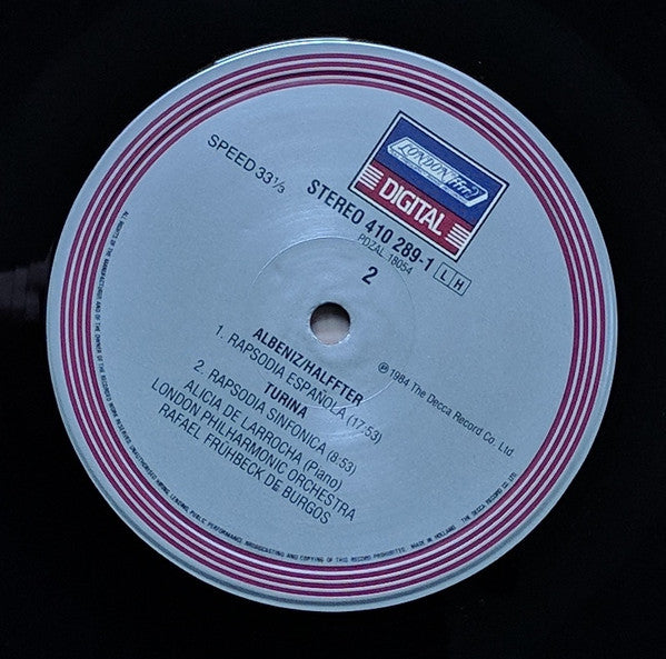 Falla* / Albéniz* / Turina*, Alicia De Larrocha, London Philharmonic Orchestra, Rafael Frühbeck De Burgos : Nights In The Gardens Of Spain = Nächte In Spanischen Gärten (LP)