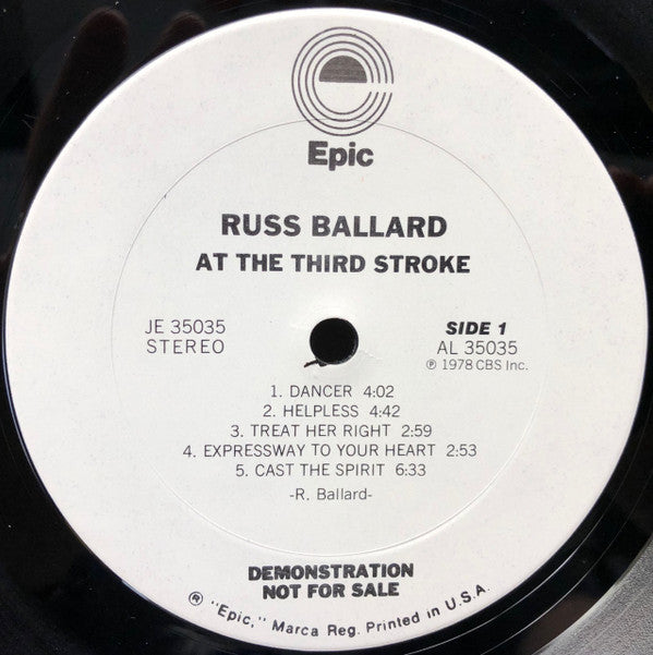 Russ Ballard : At The Third Stroke (LP, Album, Promo)