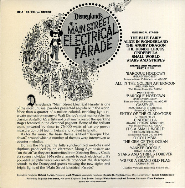 Unknown Artist : Disneyland's Main Street Electrical Parade (7", Pic)