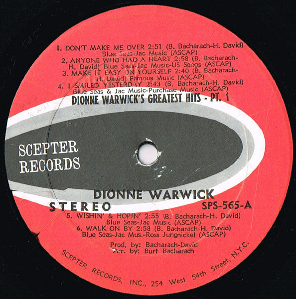 Dionne Warwick : Dionne Warwick's Golden Hits - Part One (LP, Comp, Kee)