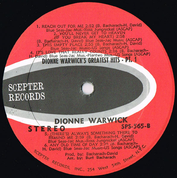 Dionne Warwick : Dionne Warwick's Golden Hits - Part One (LP, Comp, Kee)
