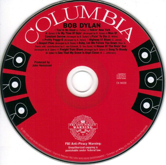 Bob Dylan : Bob Dylan (CD, Album, Club, RE, RM)
