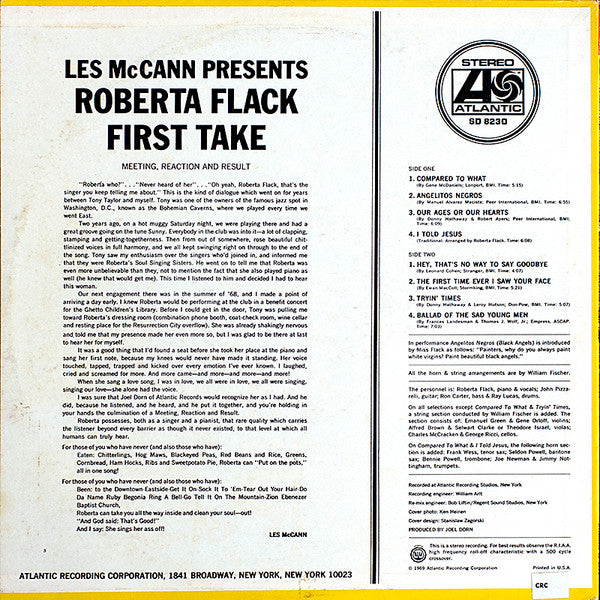Roberta Flack : First Take (LP, Album, CTH)