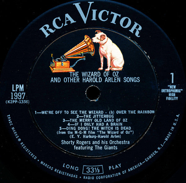 Shorty Rogers And His Orchestra Featuring The Giants (3) : The Wizard Of Oz And Other Harold Arlen Songs (LP, Album, Mono)