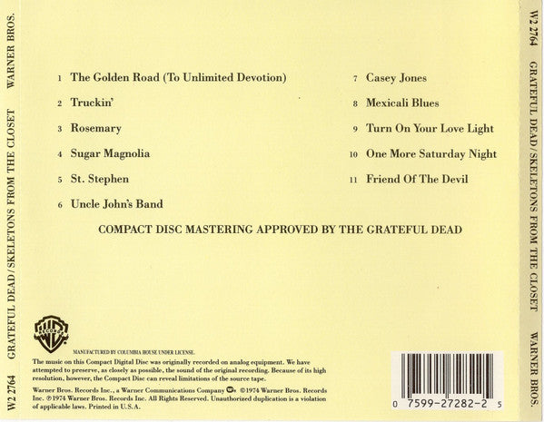 The Grateful Dead : The Best Of The Grateful Dead: Skeletons From The Closet (CD, Comp, Club, RM)