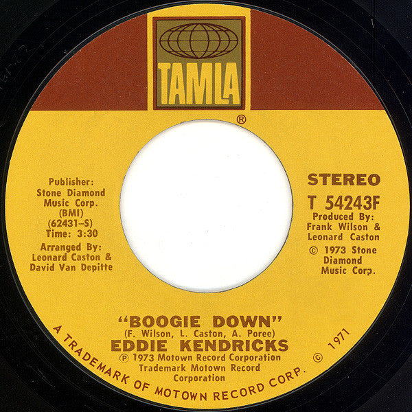 Eddie Kendricks : Boogie Down (7", Single, Styrene, Pit)