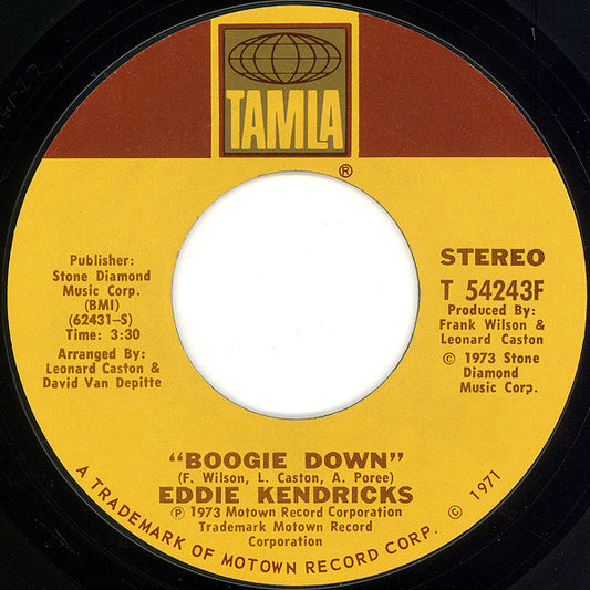 Eddie Kendricks : Boogie Down (7", Single, Styrene, Pit)