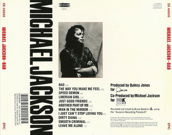 Michael Jackson : Bad (CD, Album, Club, RE)