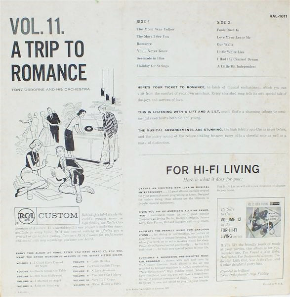 Tony Osborne And His Orchestra : A Trip To Romance, Vol. 11 For Hi-Fi Living (LP, Album, Mono)