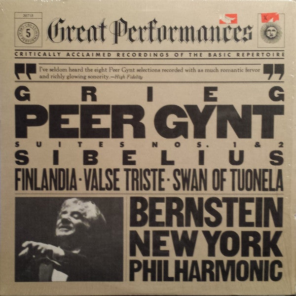 Grieg* / Sibelius* - Bernstein*, New York Philharmonic : Peer Gynt Suites No. 1 & 2 / Valse Triste, Finlandia, The Swan Of Tuonela (LP, Album)