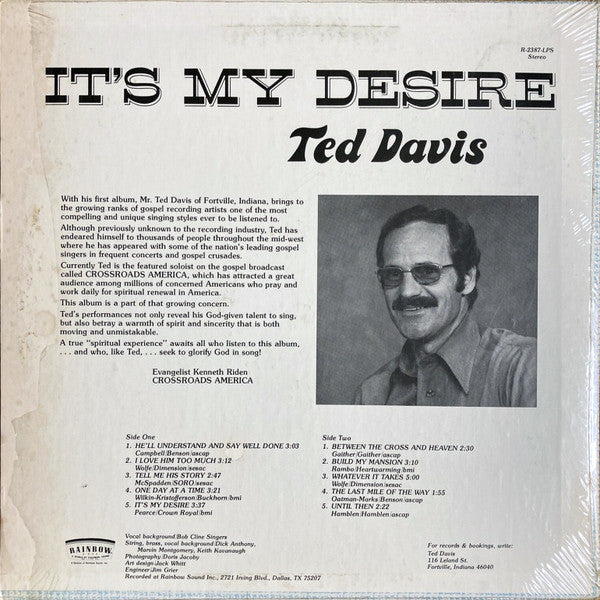 Ted Davis (3) : It’s My Desire (LP, Album)