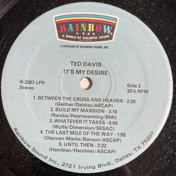 Ted Davis (3) : It’s My Desire (LP, Album)